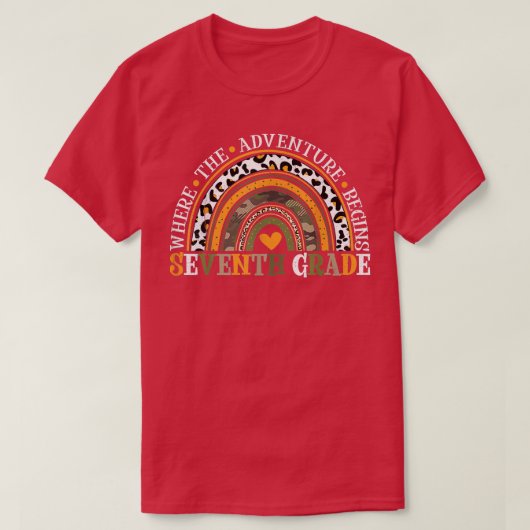 Leopard Rainbow 7th Grade Where The Adventure Begi Tシャツ (デザイン正面)