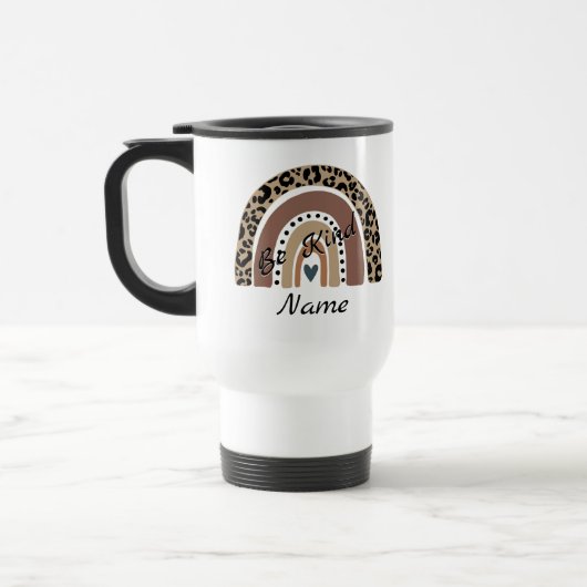 Leopard Rainbow - Be Kind – 変更文字 – 名前の追加 トラベルマグ (左)