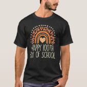 Leopard Rainbow Happy 100th Day School Cute 100 Da Tシャツ (正面)