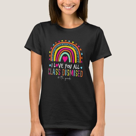 Leopard Rainbow I Love YouクラスDisched 7th Gra Tシャツ (正面)