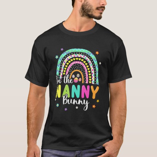 Leopard Rainbow I'm The Nanny Bunny Easter Egg Mot Tシャツ (正面)