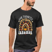 Leopard Rainbow One Thankful Teacher Thanksgiving  Tシャツ (正面)