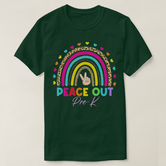 Leopard Rainbow Peace Out Pre-K Last Day Of School Tシャツ (デザイン正面)