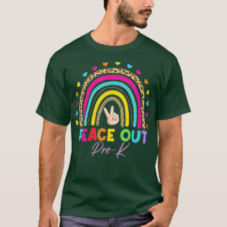 Leopard Rainbow Peace Out Pre-K Last Day Of School Tシャツ