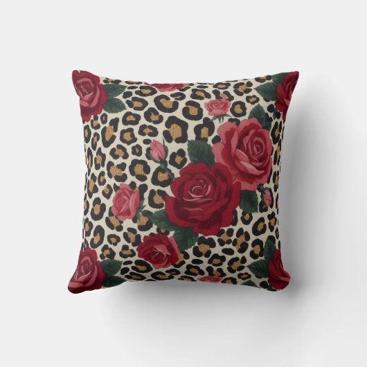 Leopard Red Roses Pattern クッション (裏面)