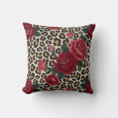 Leopard Red Roses Pattern クッション (正面)