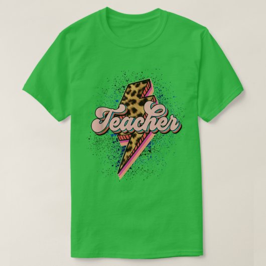 Leopard Rock Star Teacher Rocks And Roll Last Day  Tシャツ (デザイン正面)