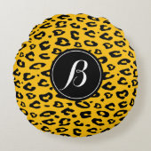 Leopard rosettes custom monogram round throw ラウンドクッション (正面)