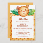 Leopard safari野生の1つの誕生日の招待 招待状 (正面/裏面)