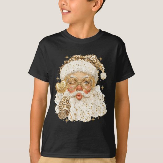 Leopard Santa Christmas Funny Gift For Women, Girl Tシャツ (正面)