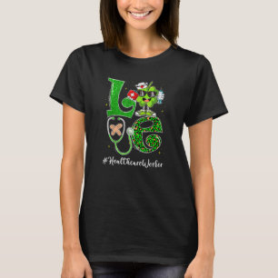 Leopard Shamrock Love Healthcare Worker St Patrick Tシャツ