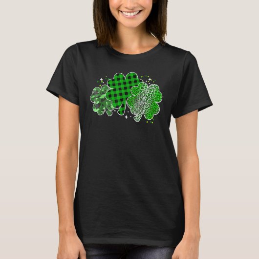 Leopard Shamrock Lucky Charm Men Women Irish St Pa Tシャツ (正面)