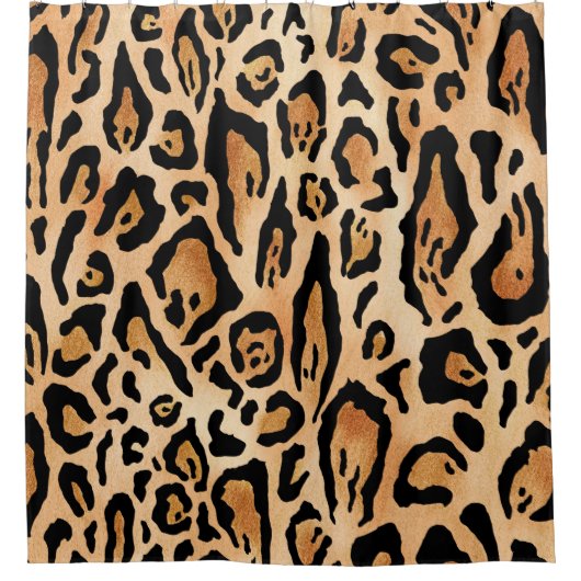 Leopard Skin:タイムレスシームレスパターン シャワーカーテン (正面)