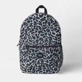 Leopard Skin Denim Grey Blue Pattern -  Printed Ba プリントバックパック (正面)