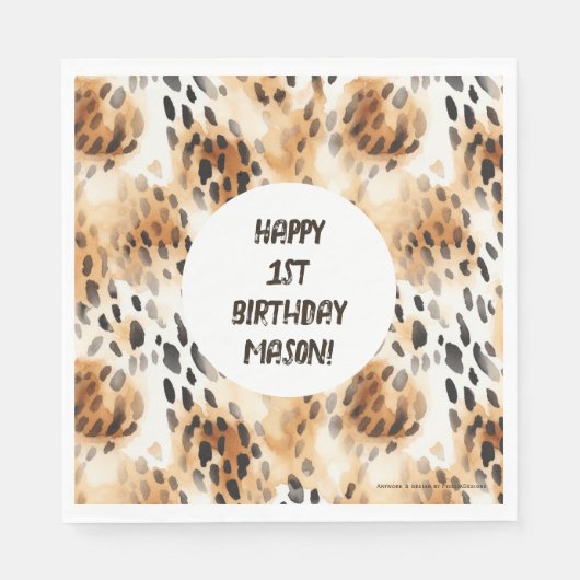 Leopard Skin Pattern、Safariをテーマにした誕生日 スタンダードランチョンナプキン (正面)