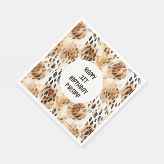 Leopard Skin Pattern、Safariをテーマにした誕生日 スタンダードランチョンナプキン (角)
