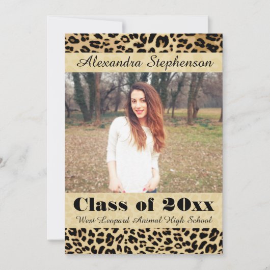 Leopard Skin Photo Graduation発表 招待状 (正面)