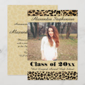 Leopard Skin Photo Graduation発表 招待状 (正面/裏面)