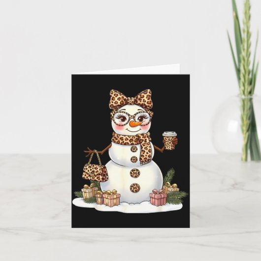 Leopard Snowman With Sungles Funny Christmas Women カード (正面)