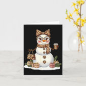 Leopard Snowman With Sungles Funny Christmas Women カード (黄色い花)