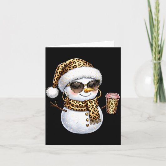 Leopard Snowman With Sungles Funny Christmas Women カード (正面)