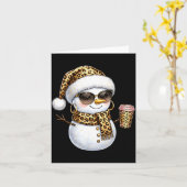 Leopard Snowman With Sungles Funny Christmas Women カード (黄色い花)