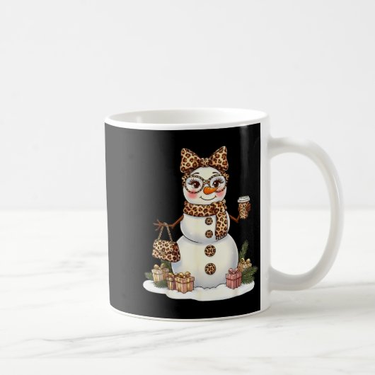 Leopard Snowman With Sungles Funny Christmas Women コーヒーマグカップ (右)