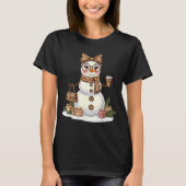 Leopard Snowman With Sungles Funny Christmas Women Tシャツ (正面)