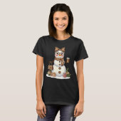 Leopard Snowman With Sungles Funny Christmas Women Tシャツ (正面フル)