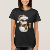 Leopard Snowman With Sungles Funny Christmas Women Tシャツ (正面)