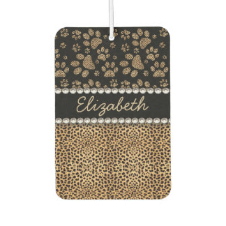 Leopard Spot PawプリントRhinestone PHOTOプリント カーエアーフレッシュナー