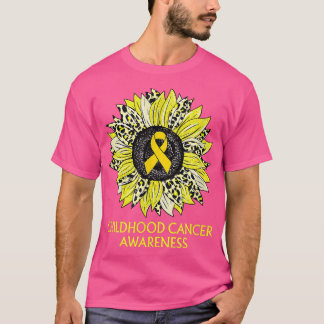 Leopard Sunflower Childhood Cancer Awareness Yello Tシャツ