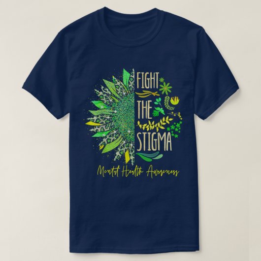 Leopard Sunflower Fight The Stigma Mental Health A Tシャツ (デザイン正面)