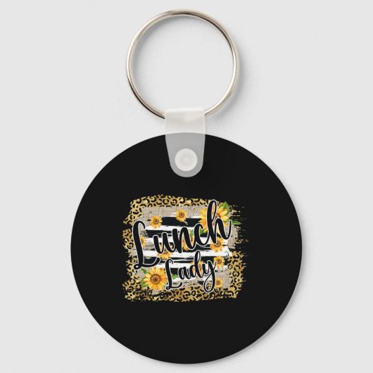 Leopard Sunflower Lunch Lady First Day Ck To Schoo キーホルダー (正面)