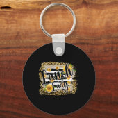 Leopard Sunflower Lunch Lady First Day Ck To Schoo キーホルダー (正面)