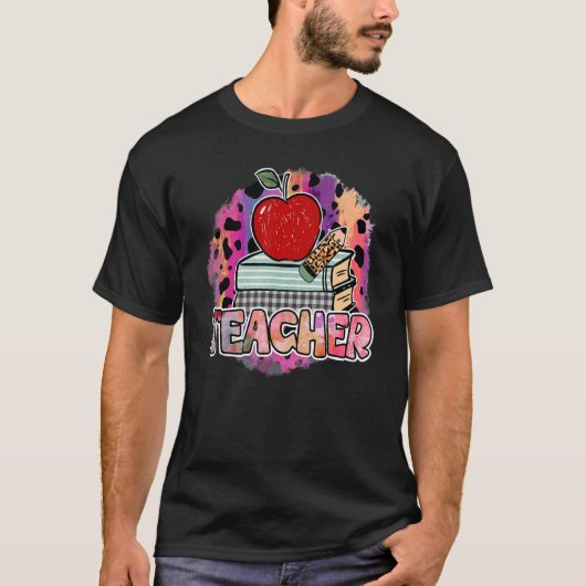 Leopard Teacher Back To School Apple Appreciation  Tシャツ (正面)