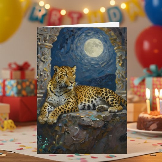 Leopard Themed Happy Birthday  カード