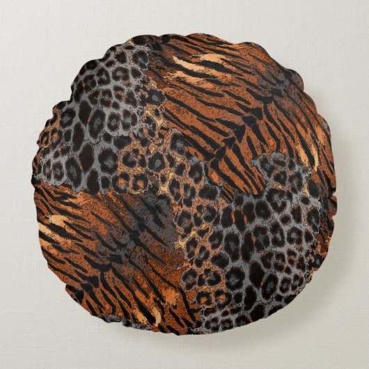 Leopard tiger skin trendy ラウンドクッション (正面)