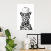 Leopard Toilet Paper Roll Funny Bathroom Art Print ポスター (ホームオフィス)