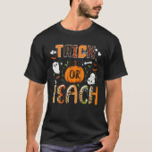 Leopard Trick Or Teach Cute Halloween Teacher Boo Tシャツ (正面)