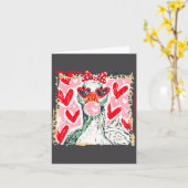 Leopard Valentine's Day Goose Cute Animal Couple M カード (黄色い花)