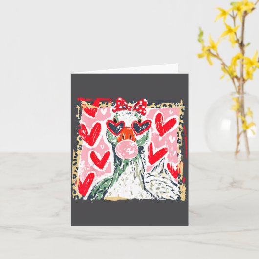 Leopard Valentine's Day Goose Cute Animal Couple M カード (黄色い花)