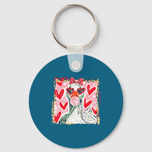 Leopard Valentine's Day Goose Cute Animal Couple M キーホルダー (正面)