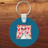 Leopard Valentine's Day Goose Cute Animal Couple M キーホルダー (正面)