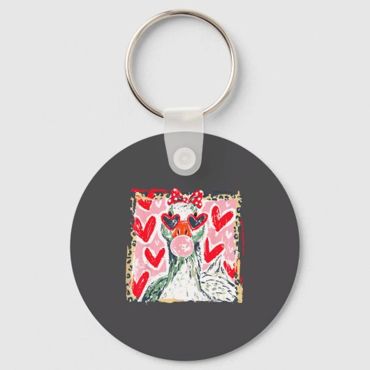 Leopard Valentine's Day Goose Cute Animal Couple M キーホルダー (正面)