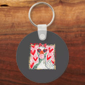 Leopard Valentine's Day Goose Cute Animal Couple M キーホルダー (正面)