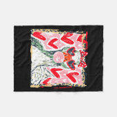 Leopard Valentine's Day Goose Cute Animal Couple M フリースブランケット (正面(横))