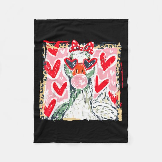 Leopard Valentine's Day Goose Cute Animal Couple M フリースブランケット (正面)