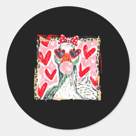 Leopard Valentine's Day Goose Cute Animal Couple M ラウンドシール (正面)