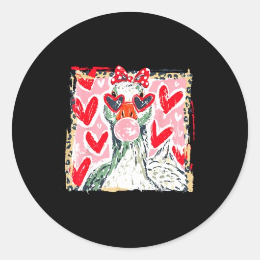 Leopard Valentine's Day Goose Cute Animal Couple M ラウンドシール (正面)